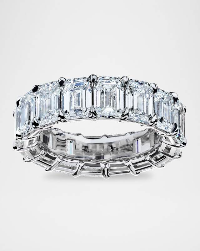 Platinum Emerald Diamond Eternity Band Ring